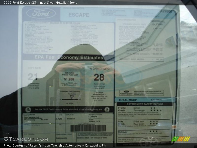 Ingot Silver Metallic / Stone 2012 Ford Escape XLT