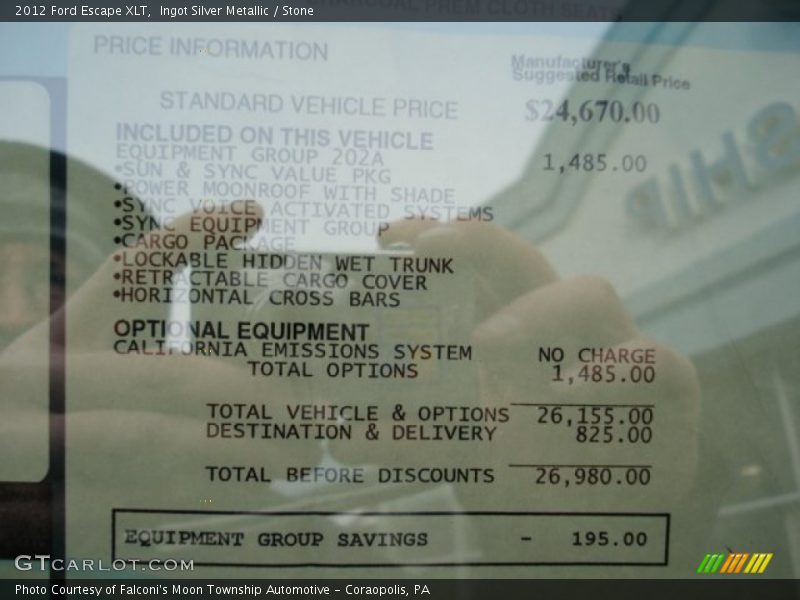 Ingot Silver Metallic / Stone 2012 Ford Escape XLT