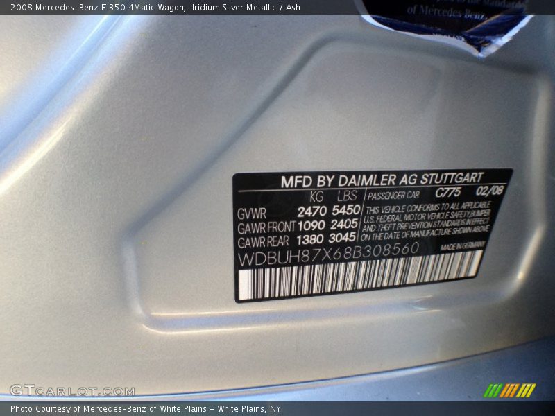 Iridium Silver Metallic / Ash 2008 Mercedes-Benz E 350 4Matic Wagon