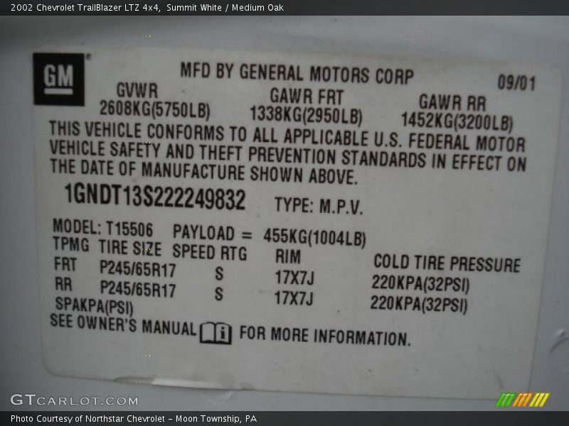 Summit White / Medium Oak 2002 Chevrolet TrailBlazer LTZ 4x4