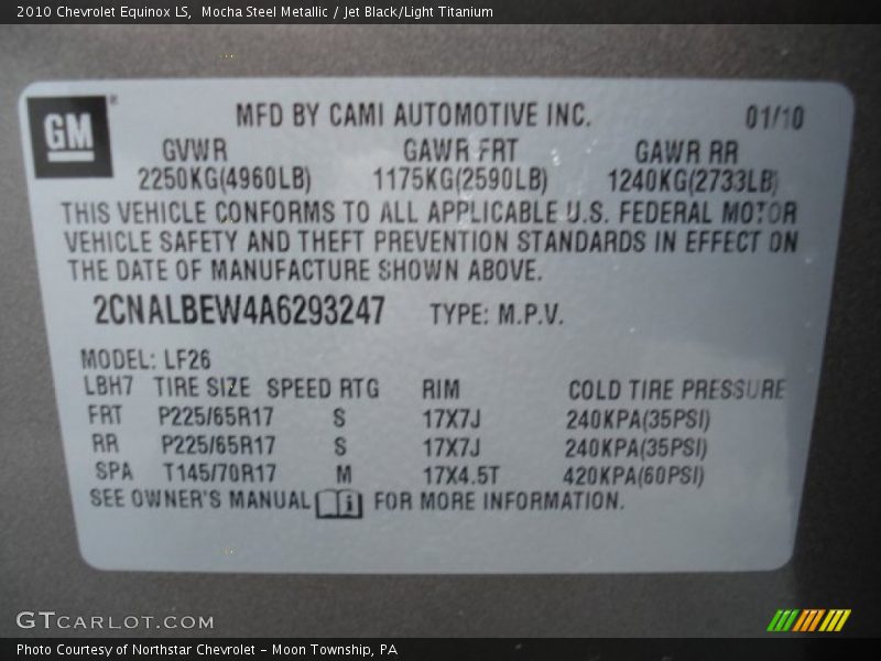 Mocha Steel Metallic / Jet Black/Light Titanium 2010 Chevrolet Equinox LS