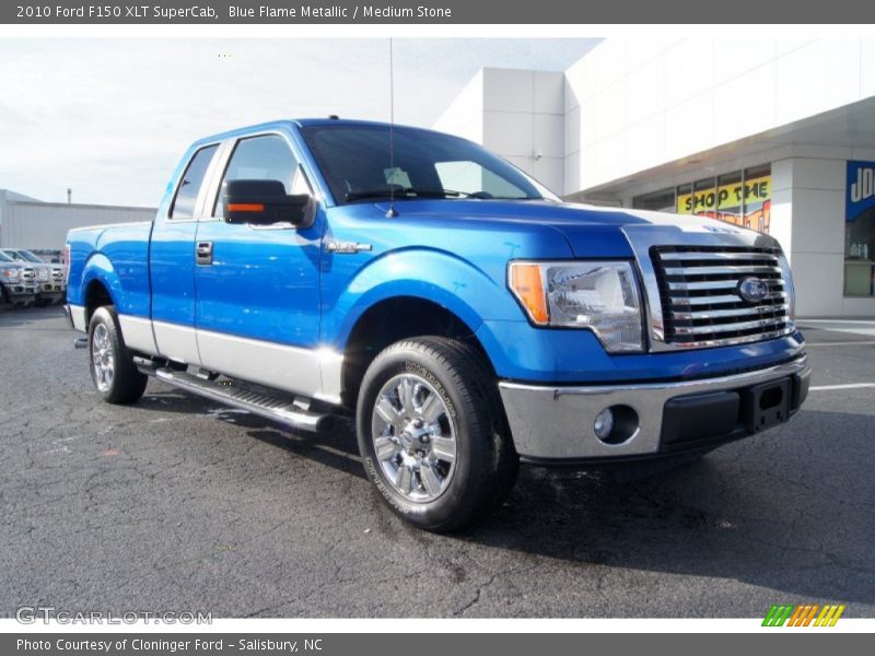 Blue Flame Metallic / Medium Stone 2010 Ford F150 XLT SuperCab