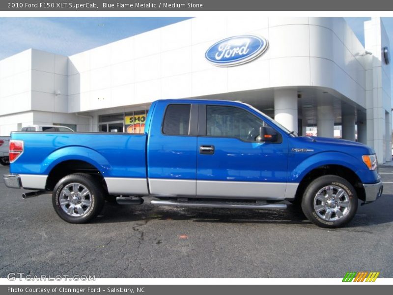 Blue Flame Metallic / Medium Stone 2010 Ford F150 XLT SuperCab