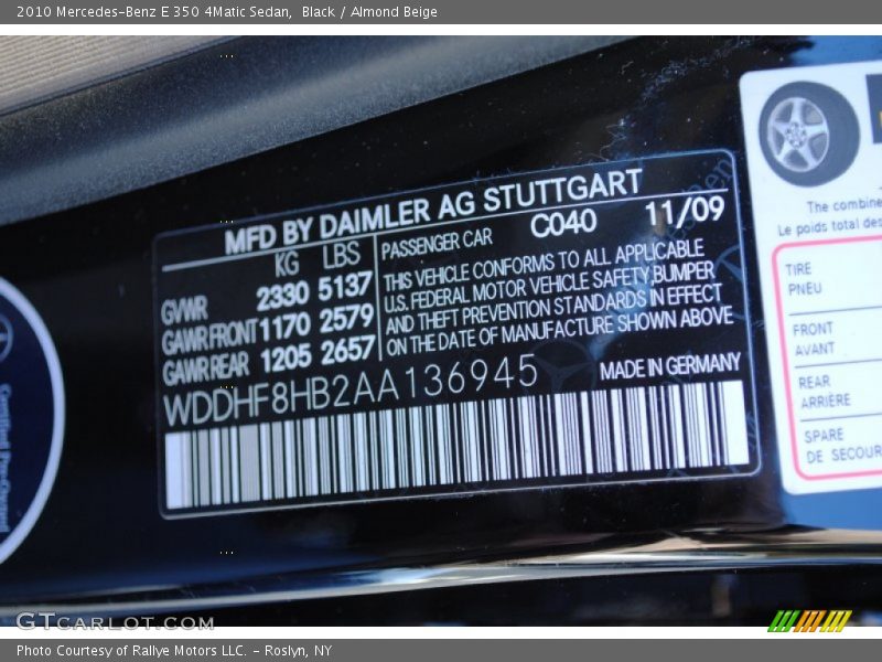 Black / Almond Beige 2010 Mercedes-Benz E 350 4Matic Sedan