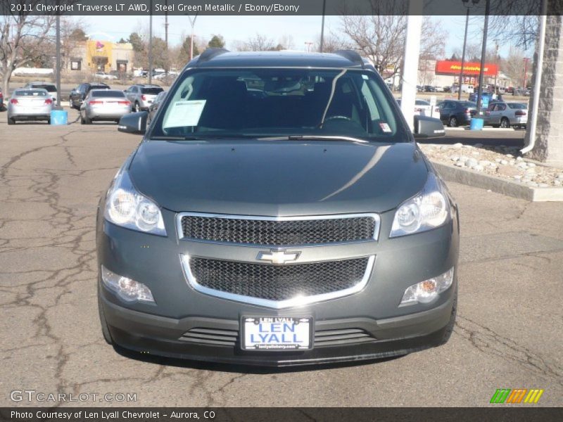 Steel Green Metallic / Ebony/Ebony 2011 Chevrolet Traverse LT AWD