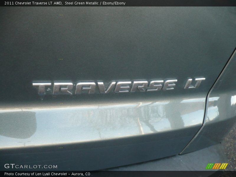 Steel Green Metallic / Ebony/Ebony 2011 Chevrolet Traverse LT AWD