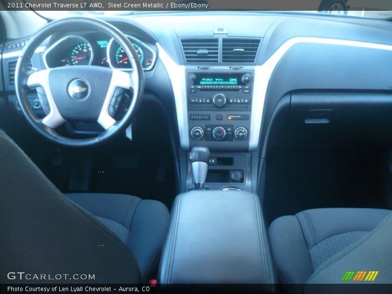 Steel Green Metallic / Ebony/Ebony 2011 Chevrolet Traverse LT AWD