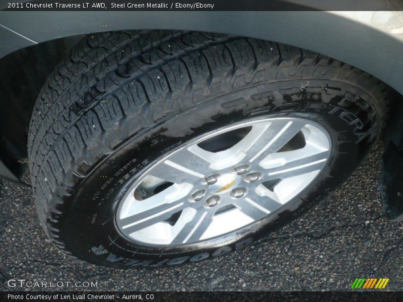 Steel Green Metallic / Ebony/Ebony 2011 Chevrolet Traverse LT AWD