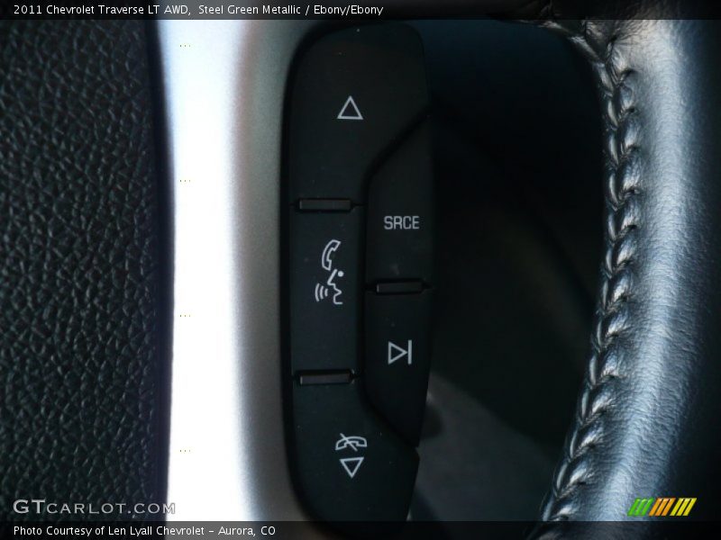 Steel Green Metallic / Ebony/Ebony 2011 Chevrolet Traverse LT AWD
