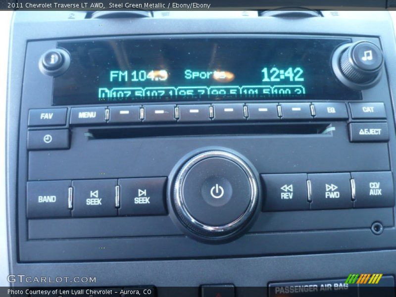 Steel Green Metallic / Ebony/Ebony 2011 Chevrolet Traverse LT AWD