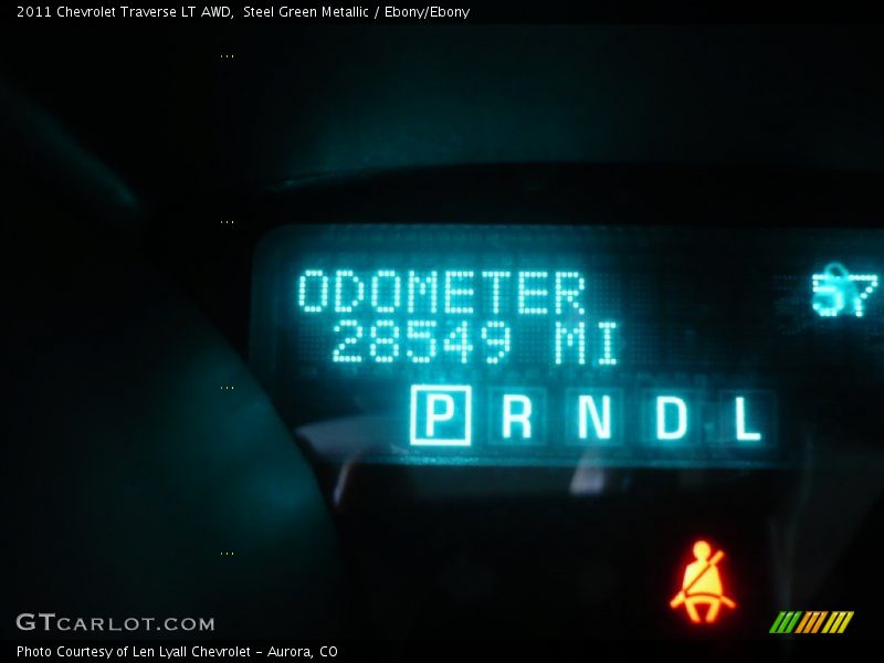 Steel Green Metallic / Ebony/Ebony 2011 Chevrolet Traverse LT AWD