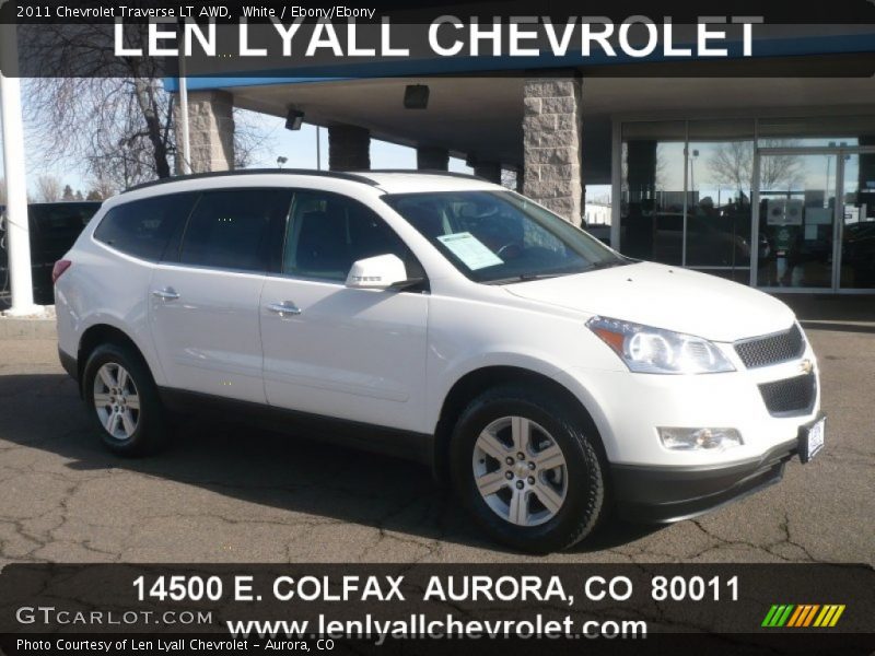 White / Ebony/Ebony 2011 Chevrolet Traverse LT AWD