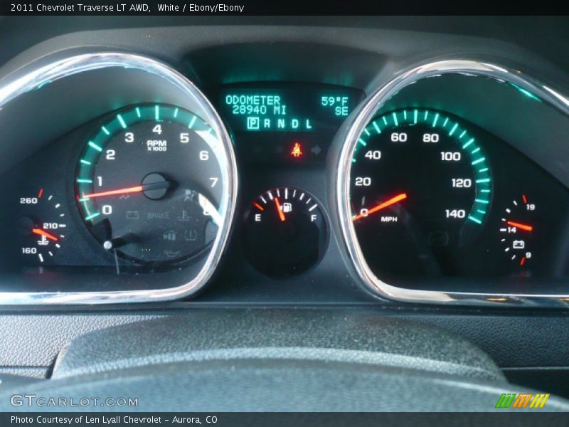 White / Ebony/Ebony 2011 Chevrolet Traverse LT AWD