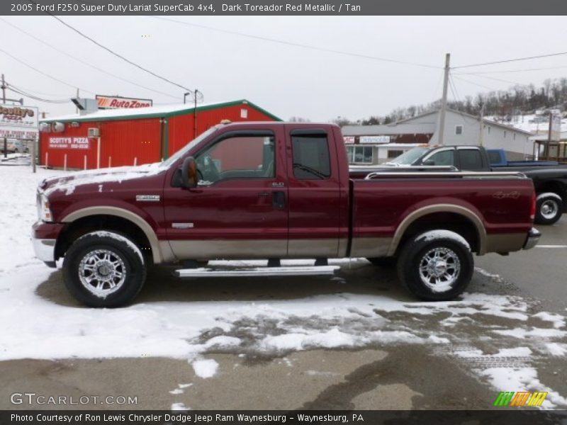 Dark Toreador Red Metallic / Tan 2005 Ford F250 Super Duty Lariat SuperCab 4x4