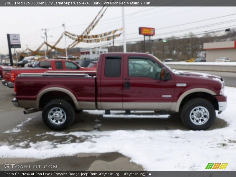 Dark Toreador Red Metallic / Tan 2005 Ford F250 Super Duty Lariat SuperCab 4x4