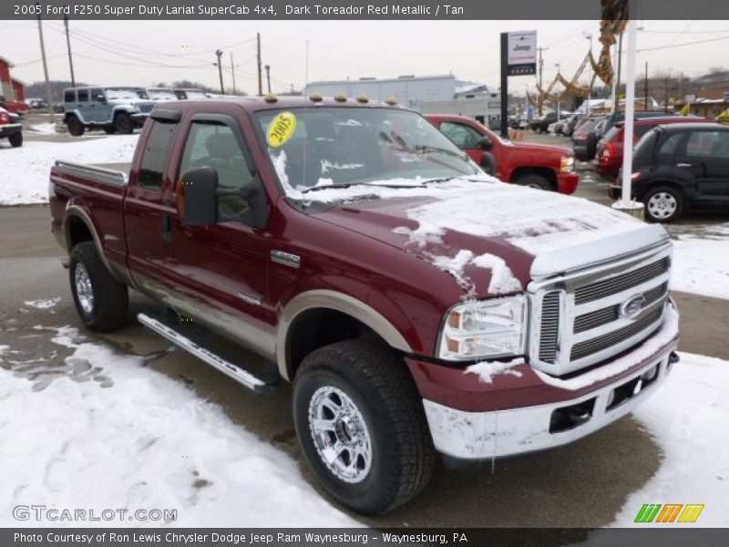 Dark Toreador Red Metallic / Tan 2005 Ford F250 Super Duty Lariat SuperCab 4x4