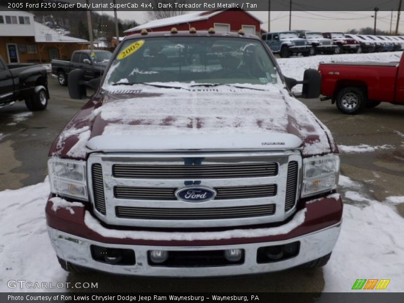 Dark Toreador Red Metallic / Tan 2005 Ford F250 Super Duty Lariat SuperCab 4x4