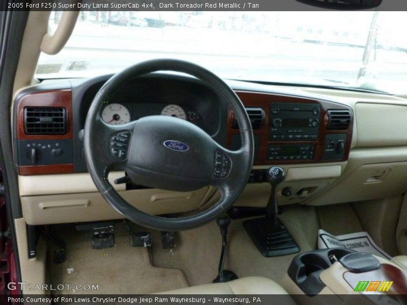 Dark Toreador Red Metallic / Tan 2005 Ford F250 Super Duty Lariat SuperCab 4x4