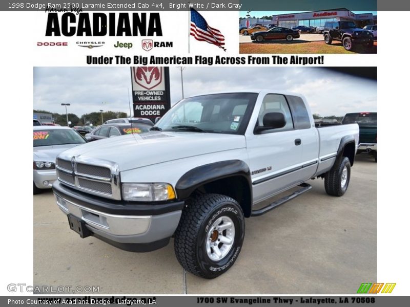 Bright White / Dark Gray 1998 Dodge Ram 2500 Laramie Extended Cab 4x4