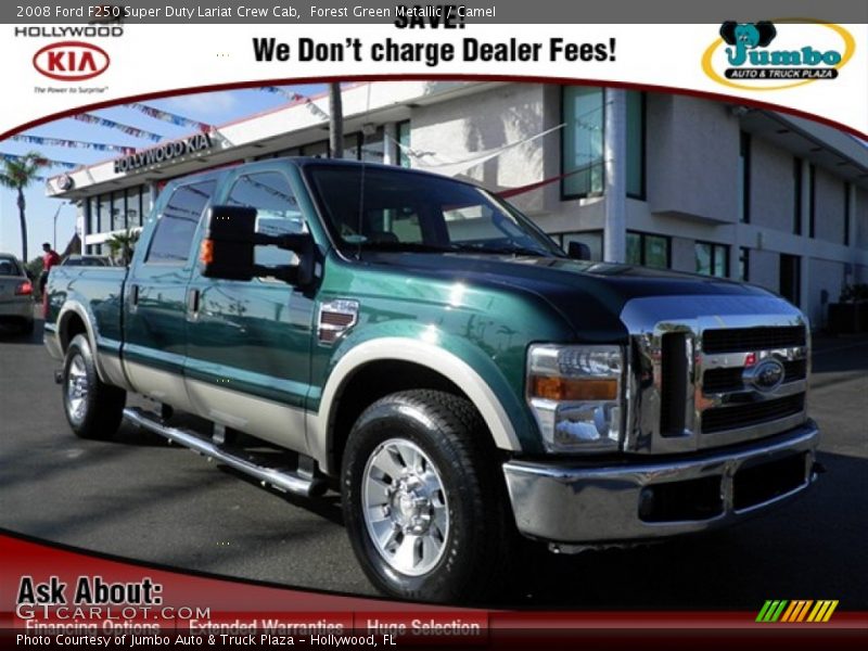 Forest Green Metallic / Camel 2008 Ford F250 Super Duty Lariat Crew Cab