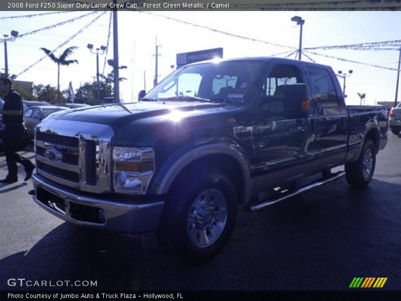 Forest Green Metallic / Camel 2008 Ford F250 Super Duty Lariat Crew Cab