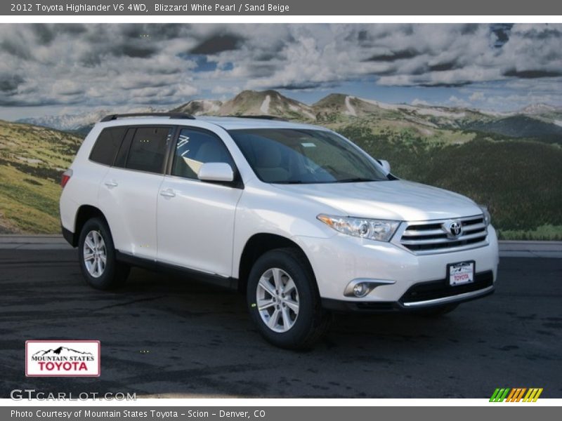 Blizzard White Pearl / Sand Beige 2012 Toyota Highlander V6 4WD