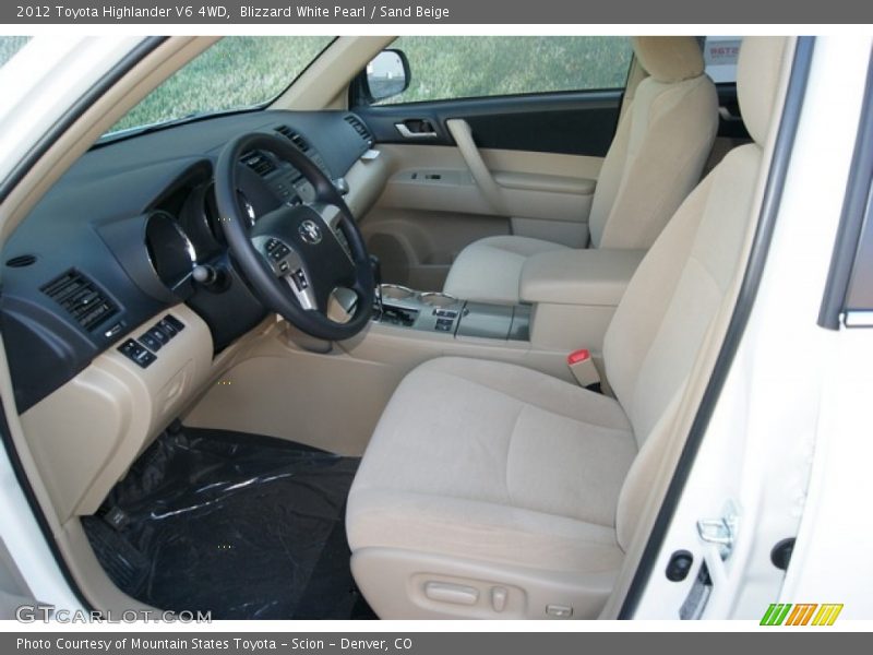 Blizzard White Pearl / Sand Beige 2012 Toyota Highlander V6 4WD