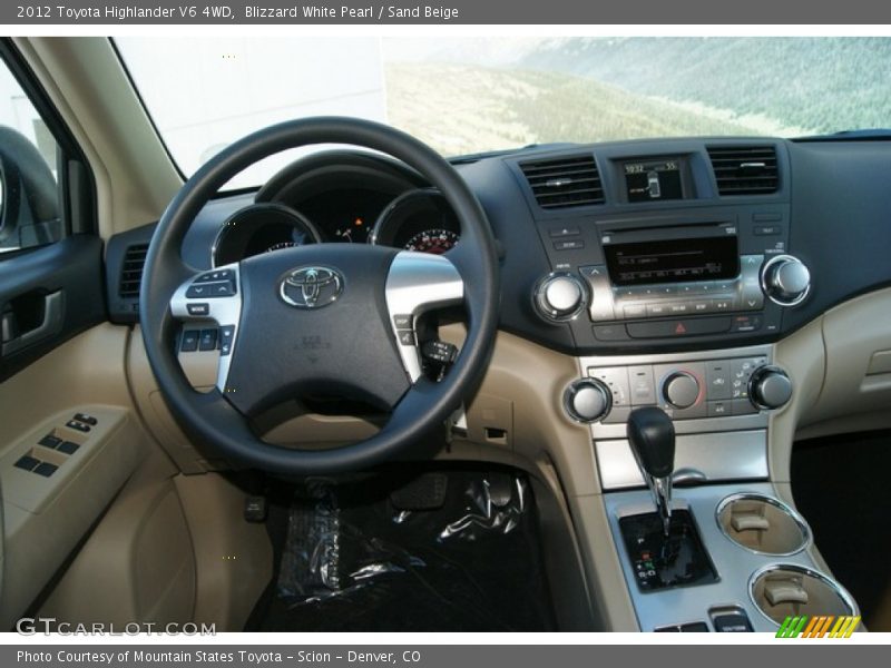 Blizzard White Pearl / Sand Beige 2012 Toyota Highlander V6 4WD