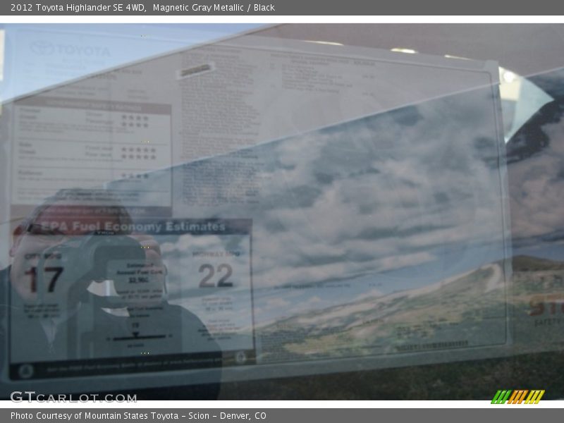 Magnetic Gray Metallic / Black 2012 Toyota Highlander SE 4WD