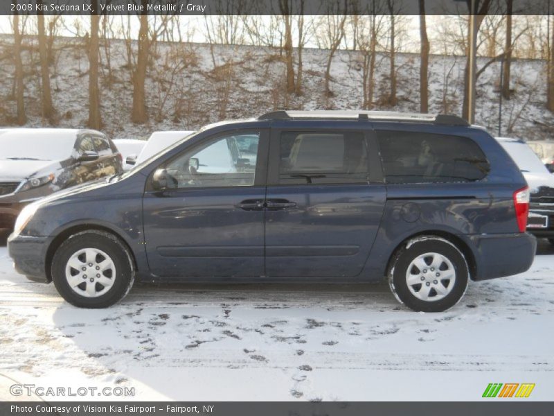 Velvet Blue Metallic / Gray 2008 Kia Sedona LX