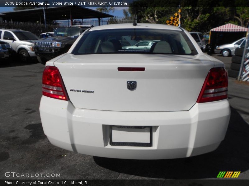 Stone White / Dark Khaki/Light Graystone 2008 Dodge Avenger SE