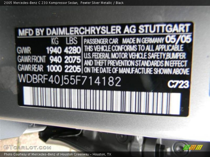 Pewter Silver Metallic / Black 2005 Mercedes-Benz C 230 Kompressor Sedan