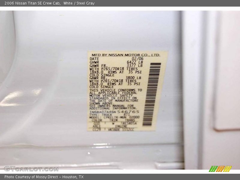 White / Steel Gray 2006 Nissan Titan SE Crew Cab