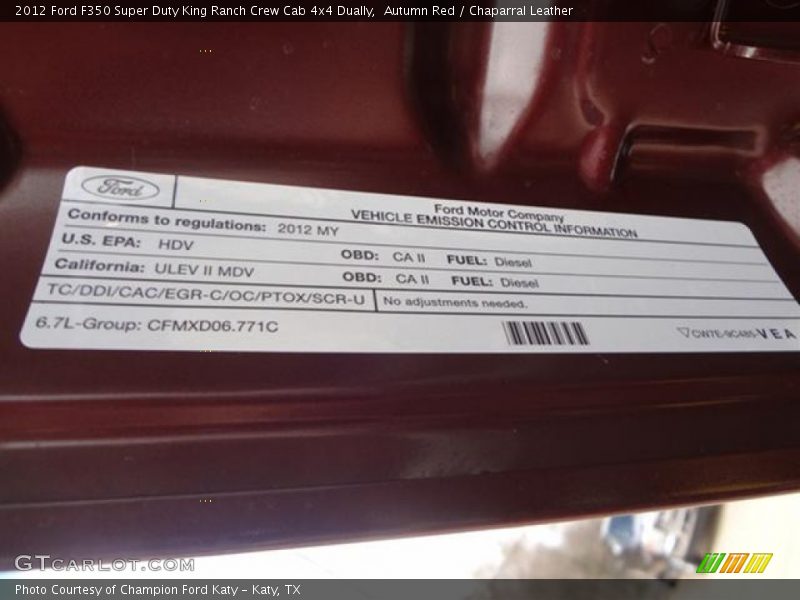 Autumn Red / Chaparral Leather 2012 Ford F350 Super Duty King Ranch Crew Cab 4x4 Dually