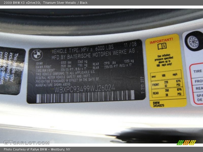 Titanium Silver Metallic / Black 2009 BMW X3 xDrive30i