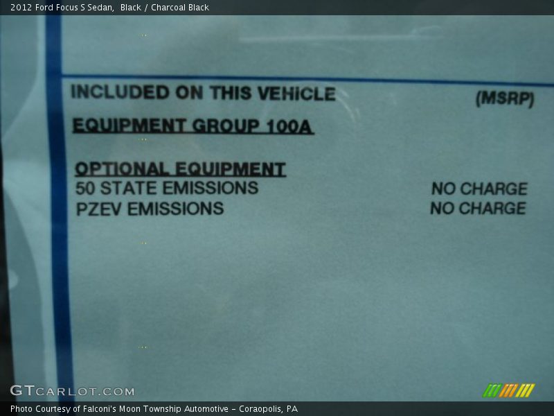 Black / Charcoal Black 2012 Ford Focus S Sedan