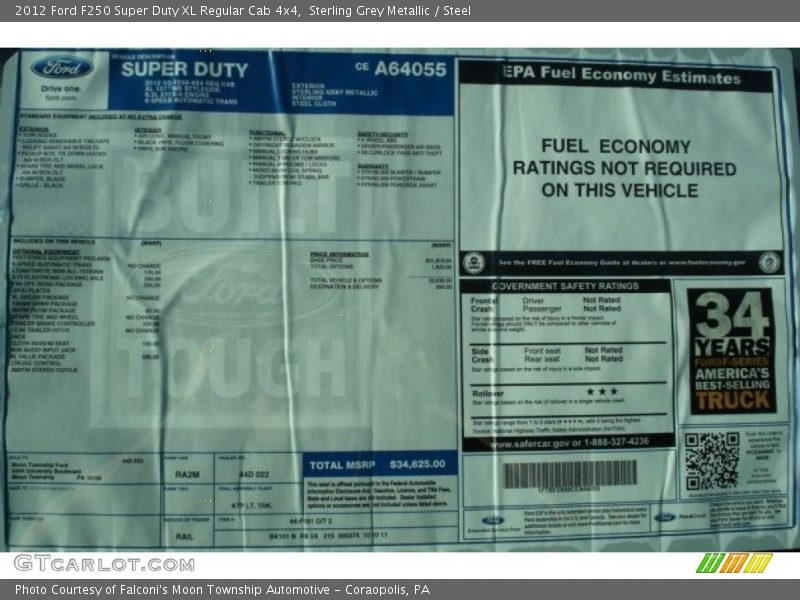 Sterling Grey Metallic / Steel 2012 Ford F250 Super Duty XL Regular Cab 4x4