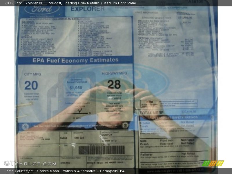  2012 Explorer XLT EcoBoost Window Sticker