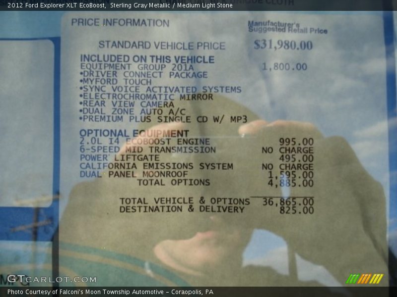  2012 Explorer XLT EcoBoost Window Sticker