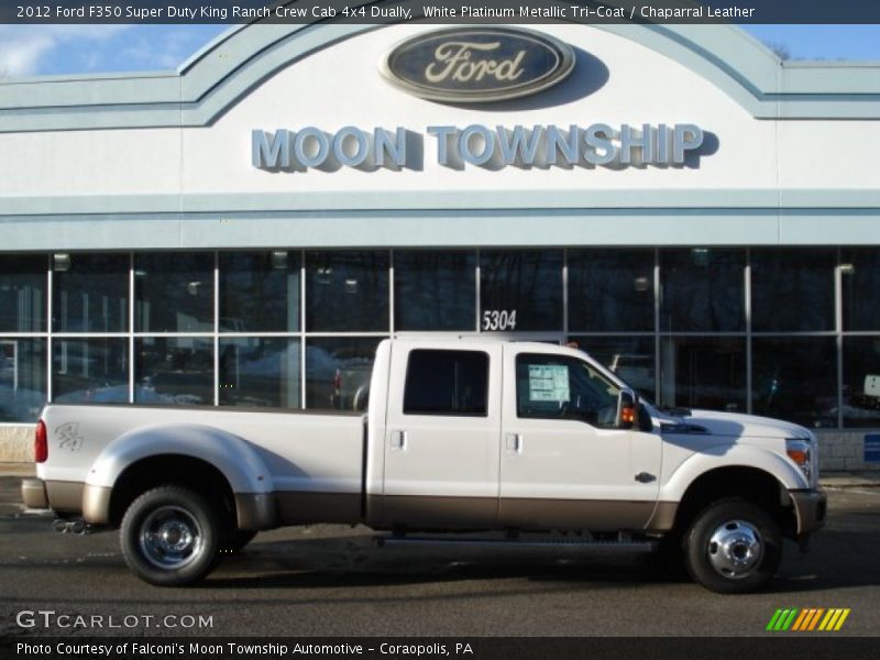 White Platinum Metallic Tri-Coat / Chaparral Leather 2012 Ford F350 Super Duty King Ranch Crew Cab 4x4 Dually
