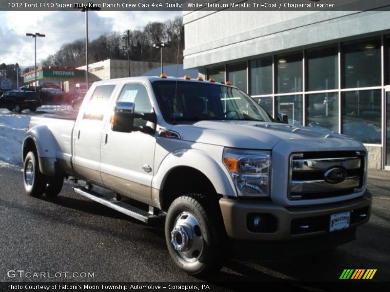White Platinum Metallic Tri-Coat / Chaparral Leather 2012 Ford F350 Super Duty King Ranch Crew Cab 4x4 Dually