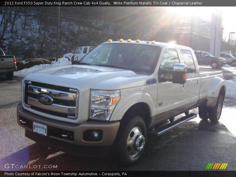 White Platinum Metallic Tri-Coat / Chaparral Leather 2012 Ford F350 Super Duty King Ranch Crew Cab 4x4 Dually