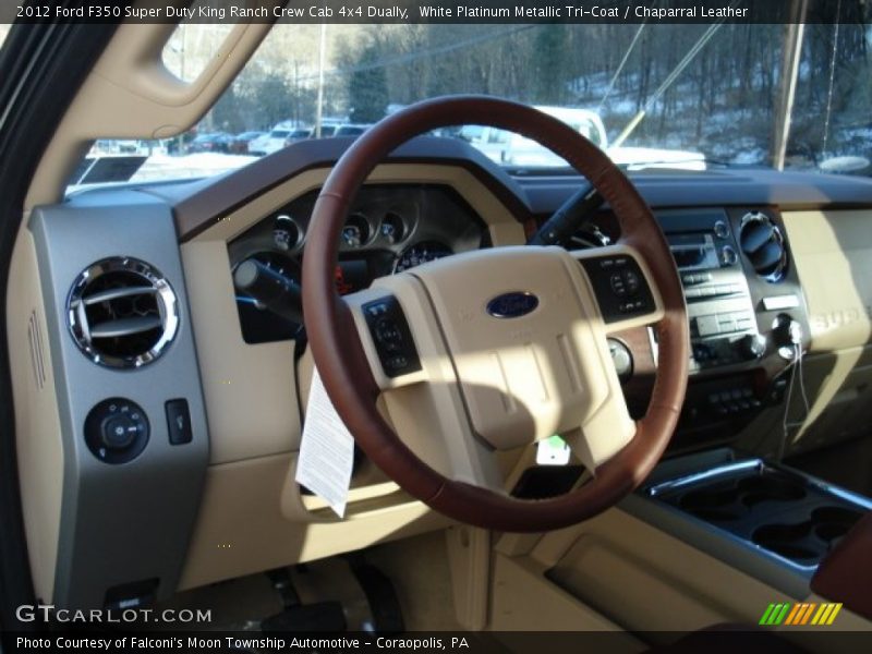 White Platinum Metallic Tri-Coat / Chaparral Leather 2012 Ford F350 Super Duty King Ranch Crew Cab 4x4 Dually