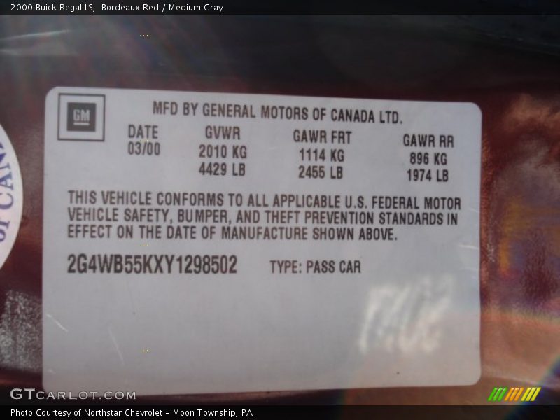 Bordeaux Red / Medium Gray 2000 Buick Regal LS