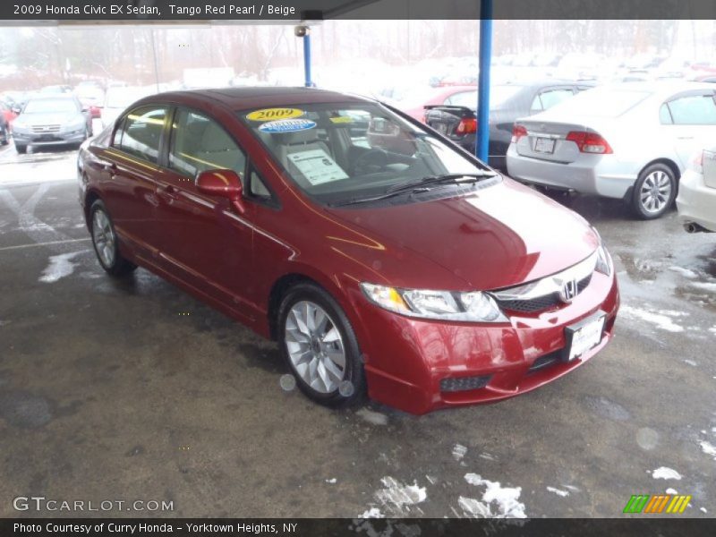 Tango Red Pearl / Beige 2009 Honda Civic EX Sedan