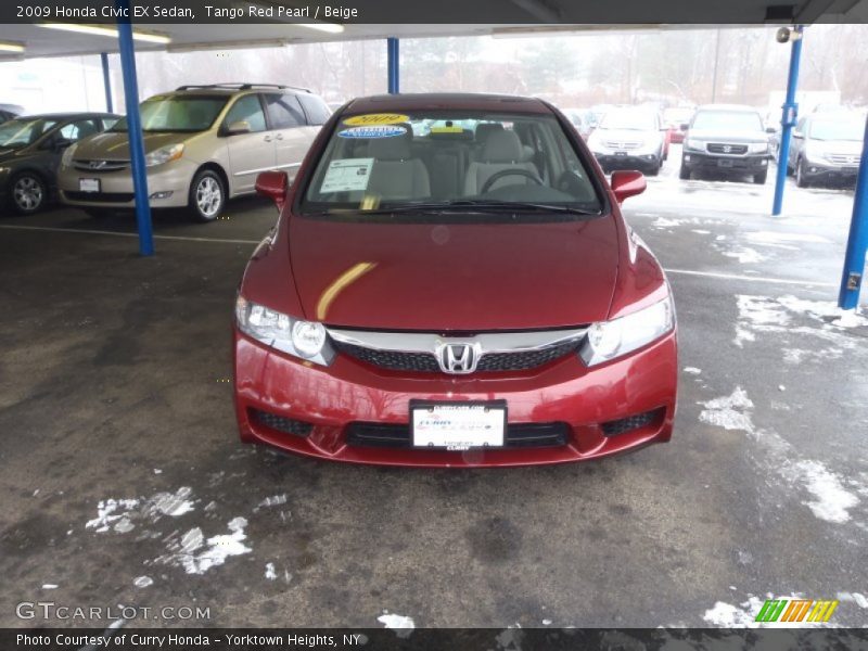 Tango Red Pearl / Beige 2009 Honda Civic EX Sedan