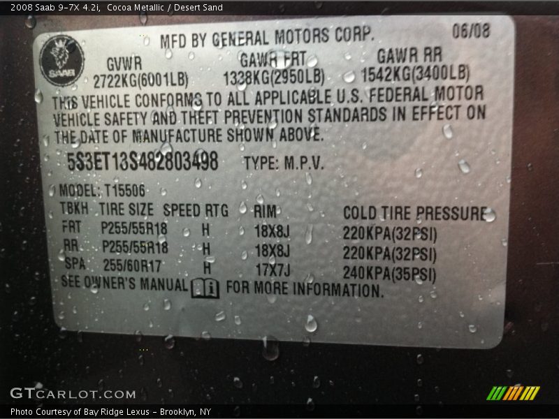 Cocoa Metallic / Desert Sand 2008 Saab 9-7X 4.2i