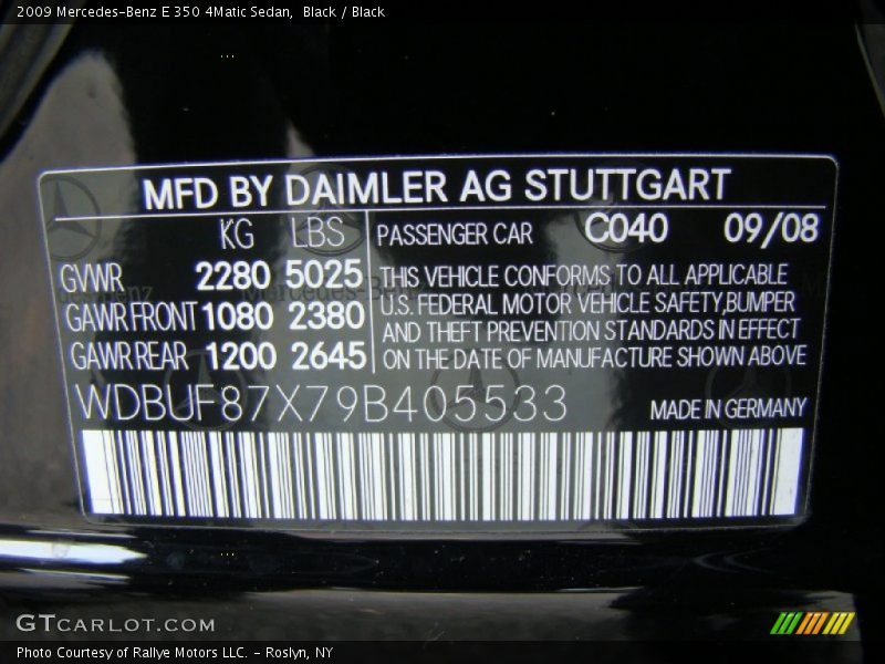 Black / Black 2009 Mercedes-Benz E 350 4Matic Sedan