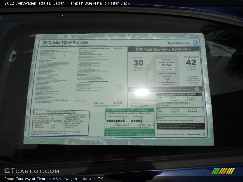 Tempest Blue Metallic / Titan Black 2012 Volkswagen Jetta TDI Sedan