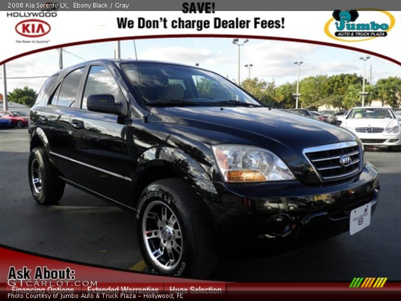 Ebony Black / Gray 2008 Kia Sorento LX